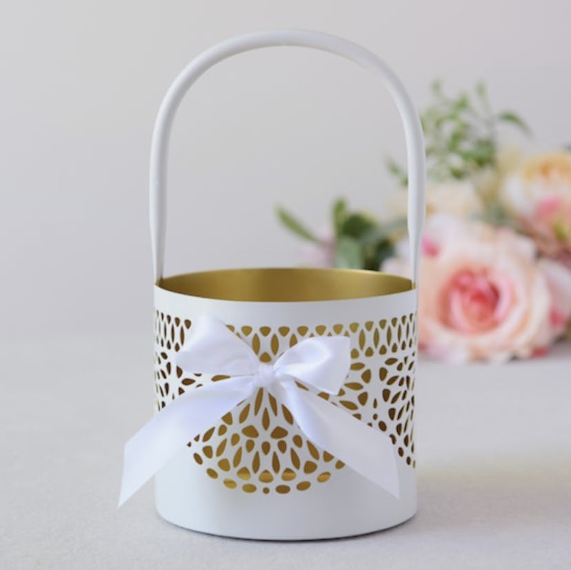 Style Me Pretty Gold Metal Flower Basket