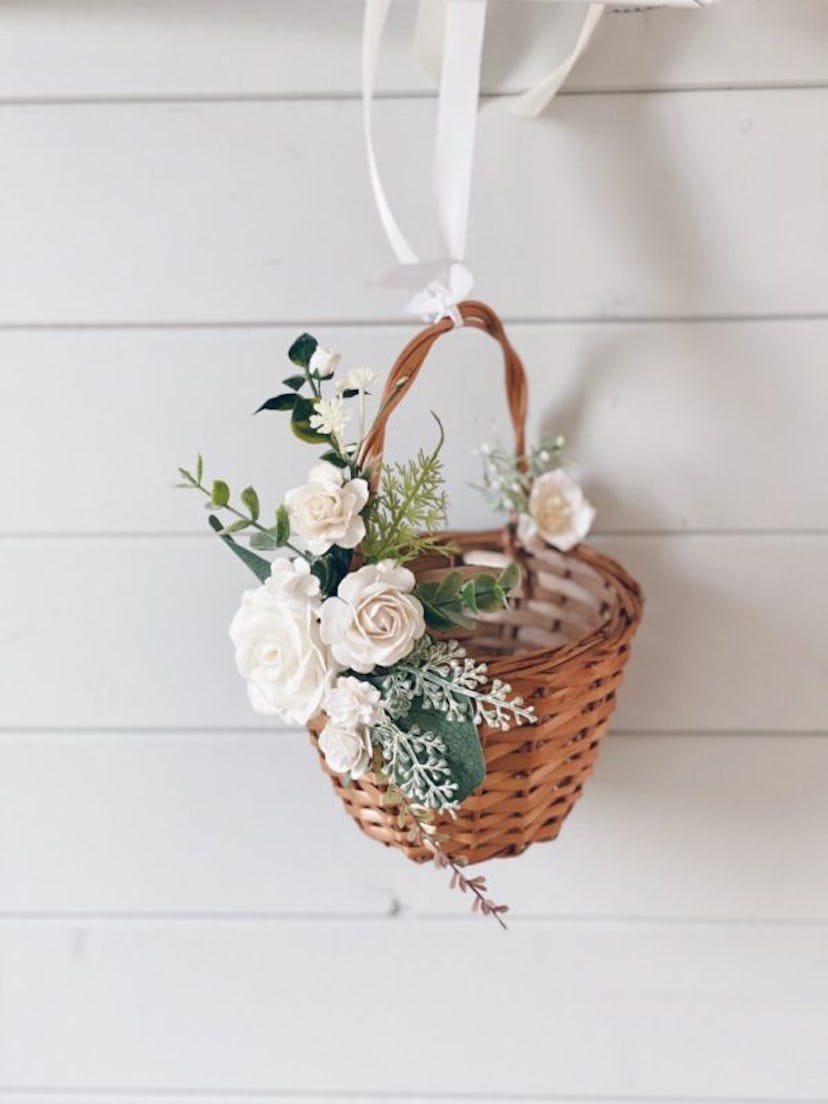 PinkPeonyByKaterina Floral Wicker Basket