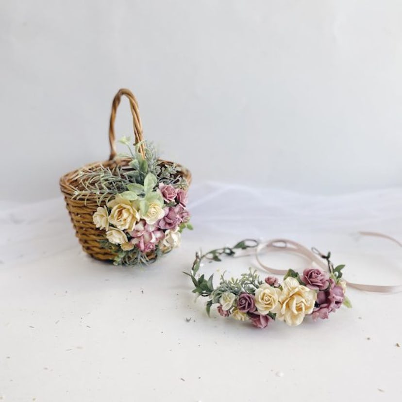 KarinaWedding Floral Basket and Matching Headband