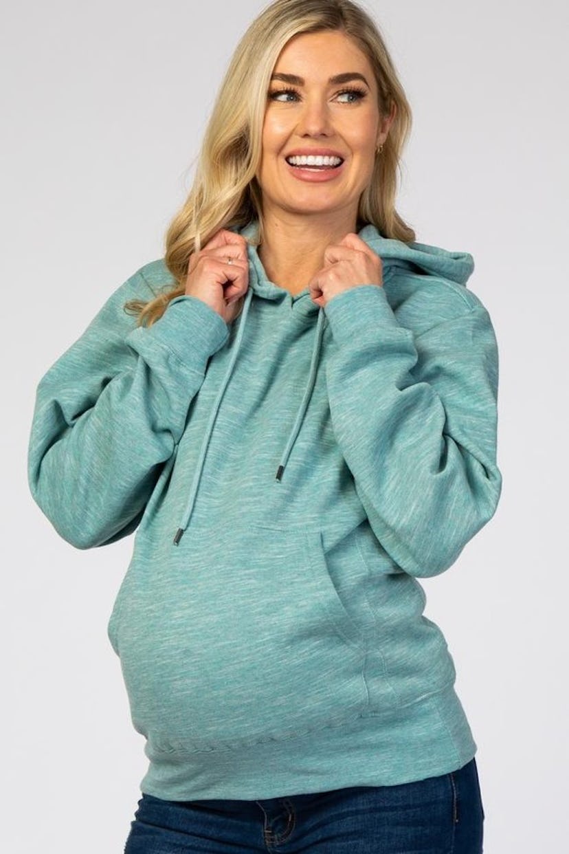 Pink Blush Soft Fleece Maternity Drawstring Hoodie