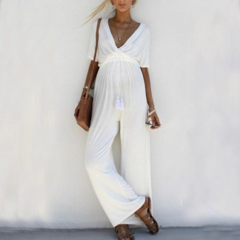 Lukalula Belted Boho Maternity Jumpsuit