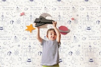 Zoomie Kids Rocket Shop Wallpaper