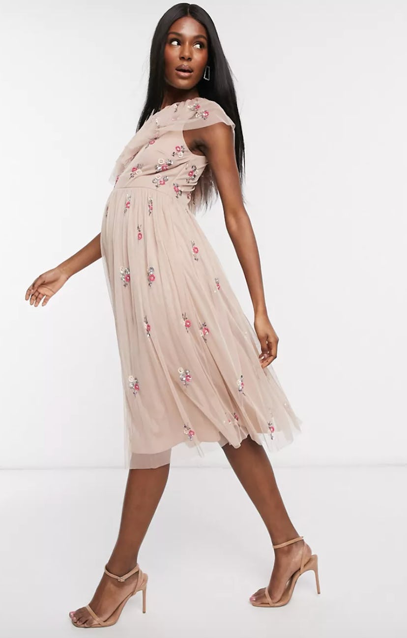 Maya Maternity Off-Shoulder Floral Dress