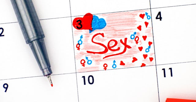 A calendar with the third in the month scheduled for sex
