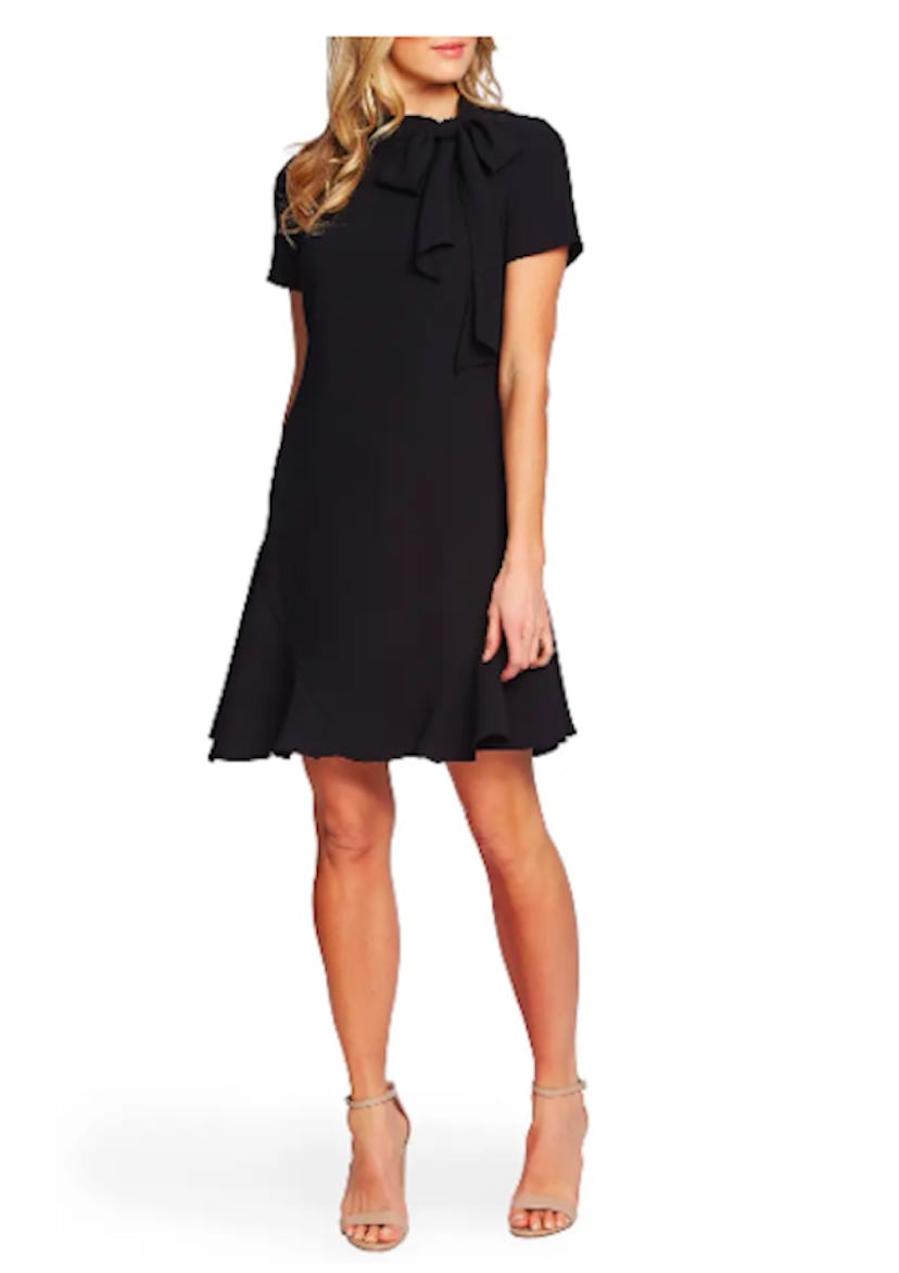 CECE Bow Neck Short Sleeve Dress