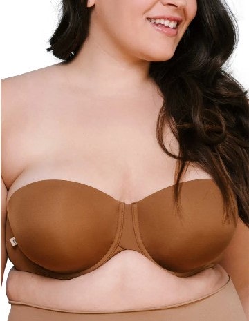 DELIMIRA Women's Strapless Bra Push Up for Big Busted Padded Plus Size Bras  34DD 