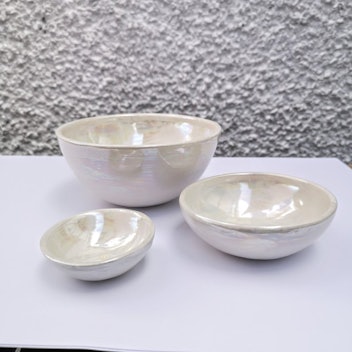 Melissa Ceramics Mother of Pearl Porcelain Bowls