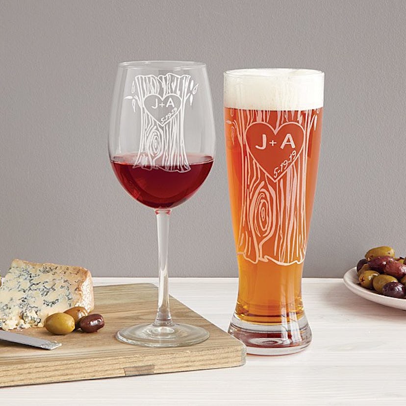 Personalized Tree Trunk Glassware Duo