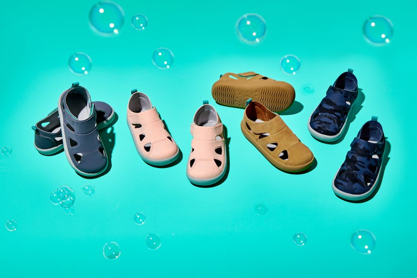 Ten Little Everyday Sandals in blue, pink, brown and blue camo 
