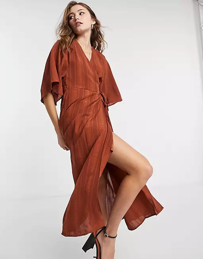 ASOS Liquorish Kimono Sleeve Midi Dress