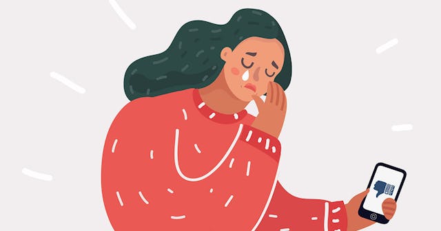A hurt girl crying