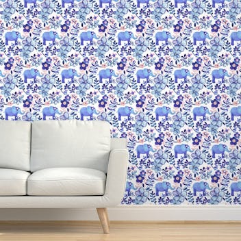 Spoonflower Elephant Wallpaper