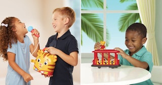 Kids playing with Daniel Tiger toys 