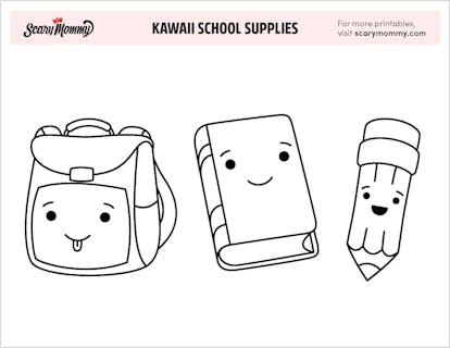 School Supplies Coloring Page Download, Kawaii Coloring Page, Coloring  Pages for Kids and Adults, Never Stop Learning, Kawaii Art Print 