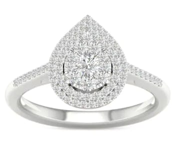 De Couer Diamond Cluster Pear-Shaped Engagement Ring