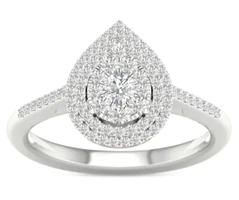 De Couer Diamond Cluster Pear-Shaped Engagement Ring