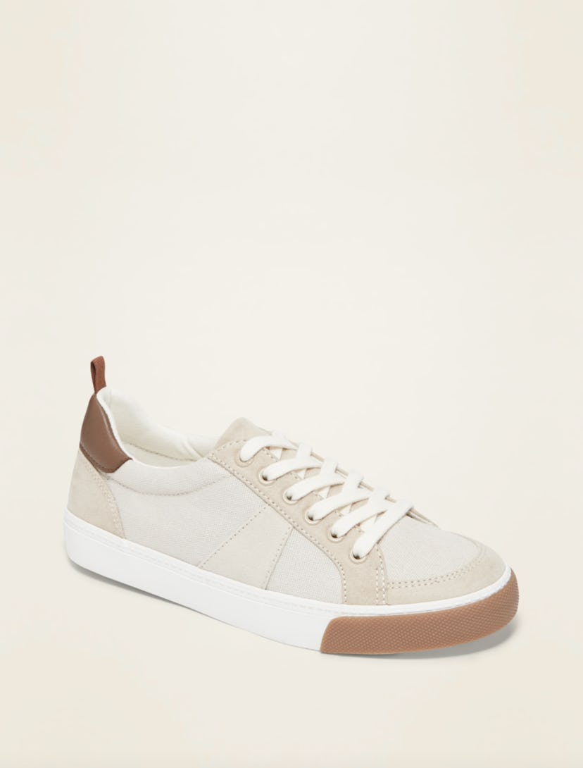 Canvas Faux-Suede Trim Sneakers