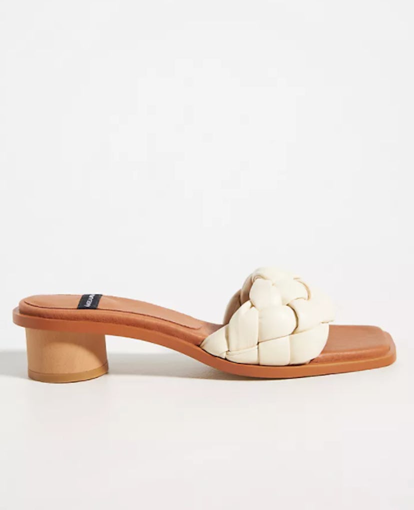 Anthropologie Puffy Leather Braided Mules