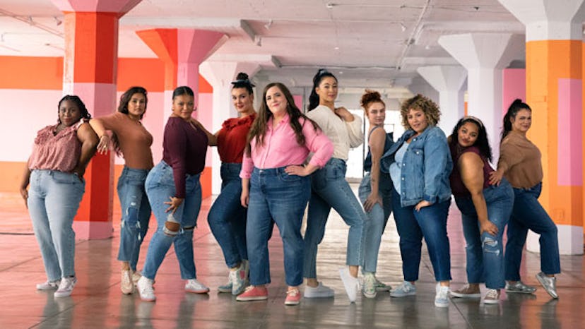 Women of all sizes posing in different styles of Old Navy's clothes.