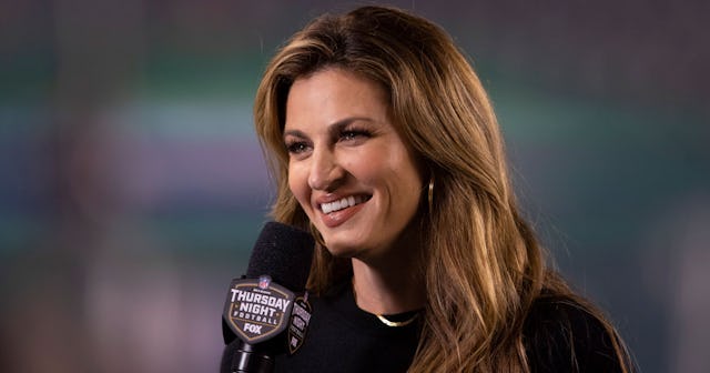 Erin Andrews smiling while giving interview about IVF treatments.