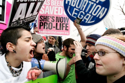 People yelling at each other at the Anti-Abortion protest 