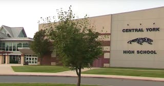 The All-White School from Central York during a cloudy day 