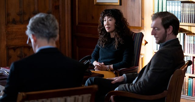 Sandra Oh and her co-stars in a scene from "The Chair"