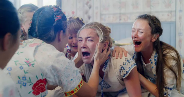 Scene from the 2019 horror movie Midsommar.