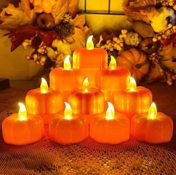 TURNMEON 12 Pack Fall Pumpkin Tea Lights