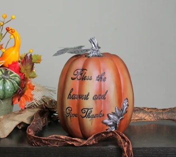 Bless the Harvest and Give Thanks Thanksgiving Table Top Pumpkin