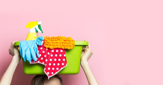 A bucket full of cleaning supplies — cleaning jokes and puns.