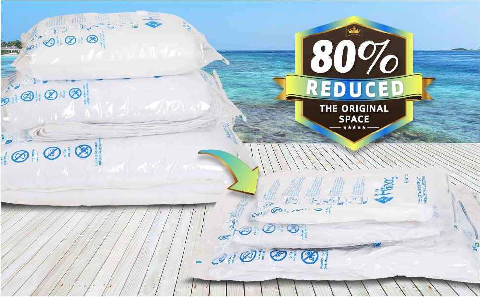 6pack 100 x 80CM Premium Reusable Space Saver Compression Sealer Bags* Jumbo Extra Large XL size for clothing bedding blankets! Home-Bliz Vacuum Storage Bags FREE Hand-Pump for Travel 