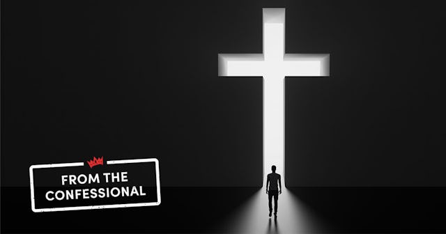A big white cross in the dark