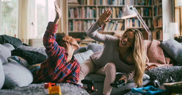 Cool names for games — mom and son playing video games
