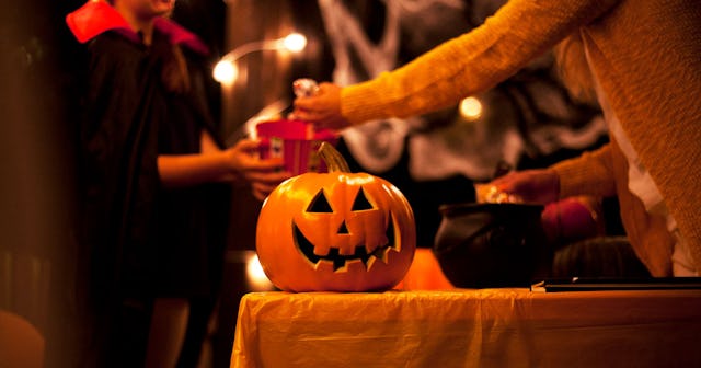 A precious Halloween pumpkin placed on the table