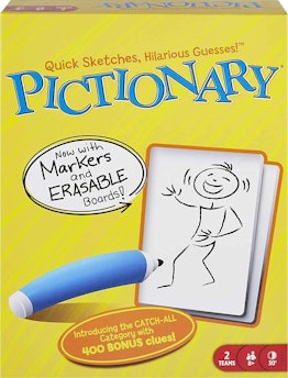A special edition Pictionary game box with an exclusive Catch-All Category with 400 bonus clues