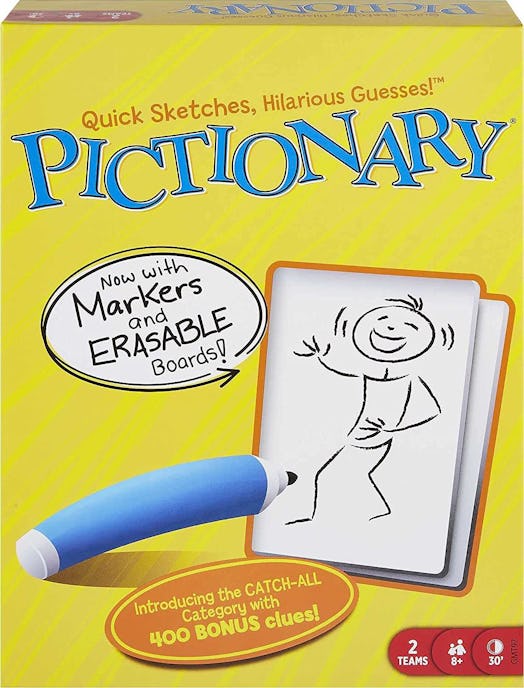 A special edition Pictionary game box with an exclusive Catch-All Category with 400 bonus clues