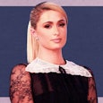 Paris Hilton wearing a black dress with a lace collar is on a mission to stop abuse at youth treatme...