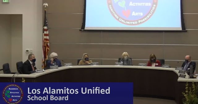Los Alamitos CA school board sitting in a conference room when a member just got caught on hot mic c...