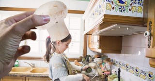 Girl cooking — mushroom puns, mushroom jokes.