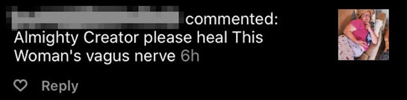 A comment on Instagram about healing a woman's vagus nerve.