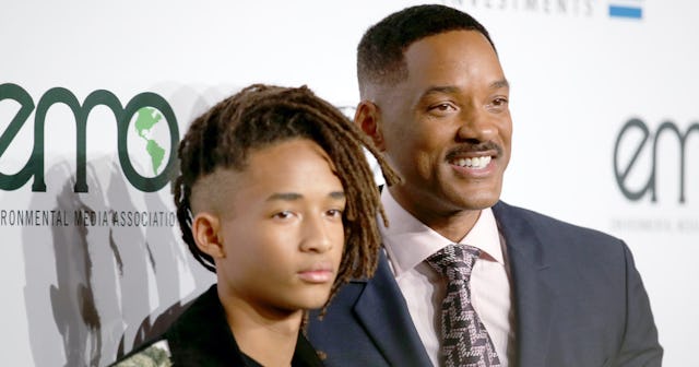 Will Smith and Jaden Smith on a red carpet in suits