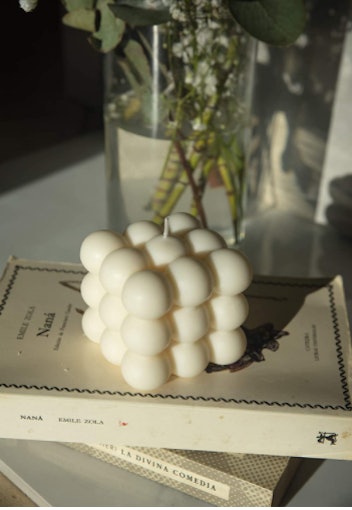 White Bubble Cube Soy Wax Candle