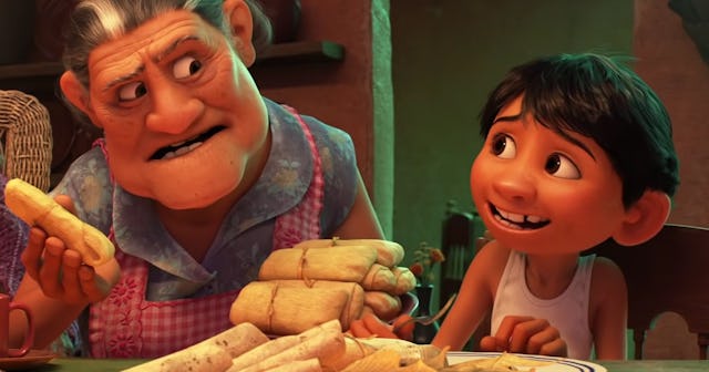 A scene from the film 'Coco' shows Miguel and his abuelita.