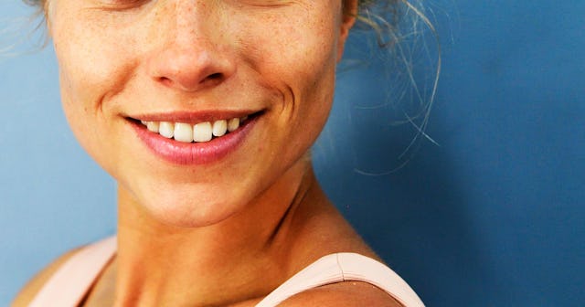 Woman's flirty smile