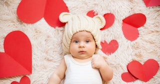 Heart names — baby with cutout hearts