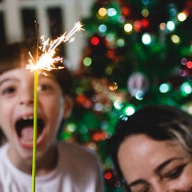 A son and a mother during a family New Year's Eve celebration