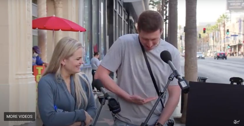 Young couple showing what they know about the female body on the street in the Jimmy Kimmel Live sho...