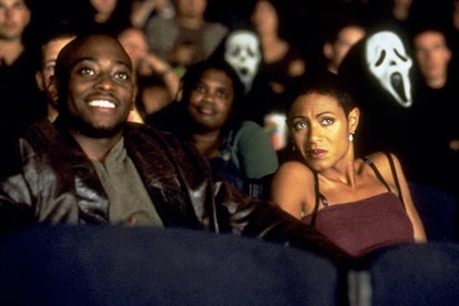 Omar Epps and Jada Pinkett Smith watch 'Stab' in 'Scream 2.'