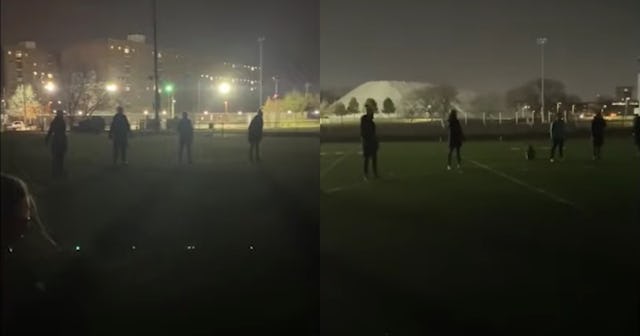 Moms gathered in a field to scream